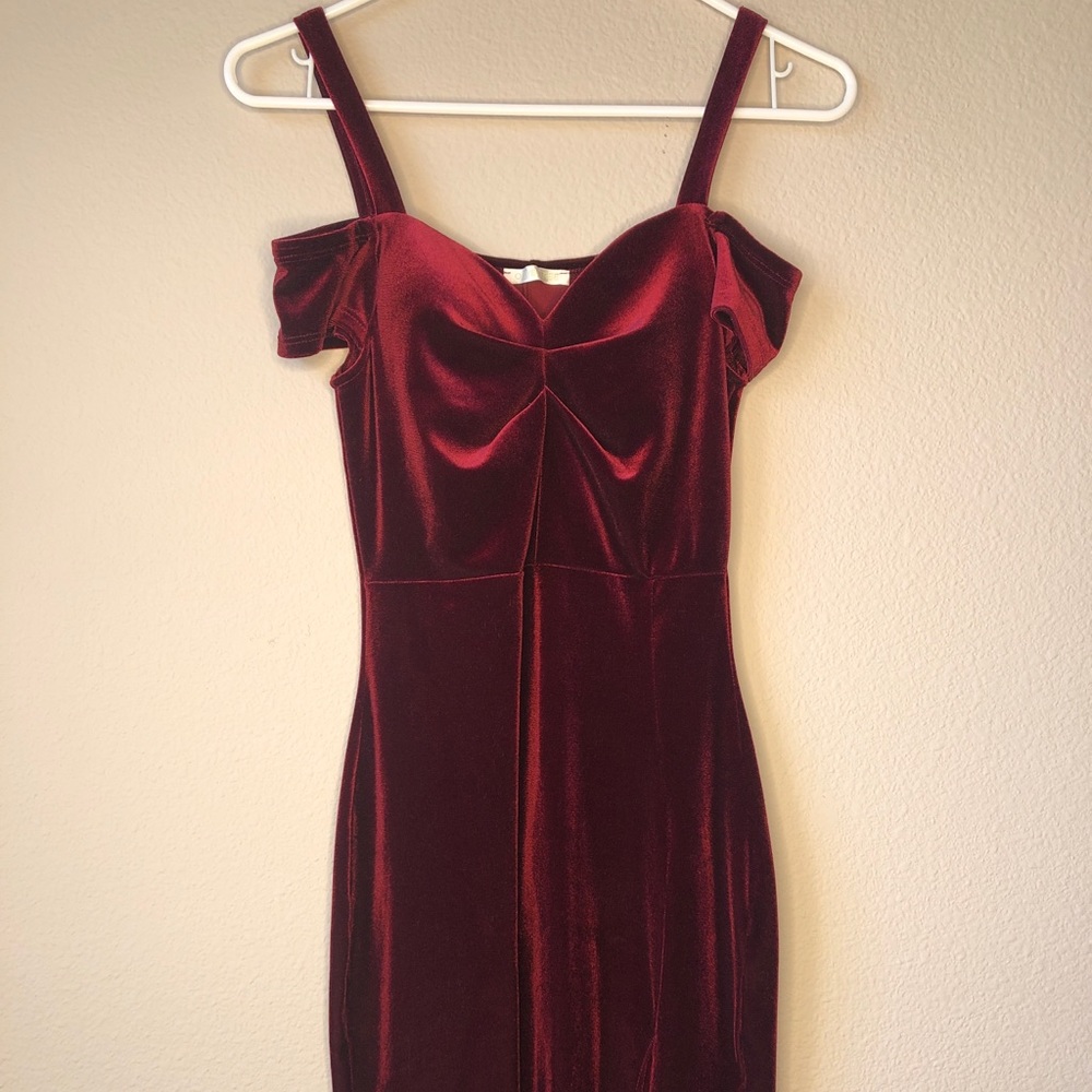 Red silk mini/midi dress